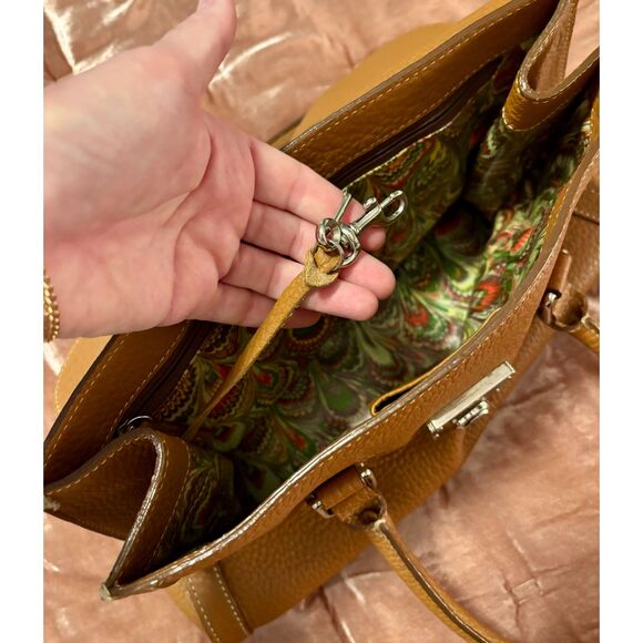 Vintage Dooney & Bourke Flap Lock Key Leather Medium Satchel Handbag Purse - Picture 11 of 16